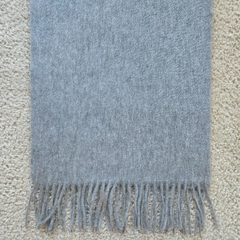 NWOT Grey Cashmere Fringed Scarf